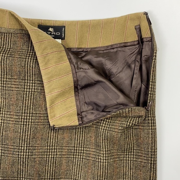 ETRO Wool Blend Pencil Brown Skirt Size 38 Waist 26” - Picture 7 of 10